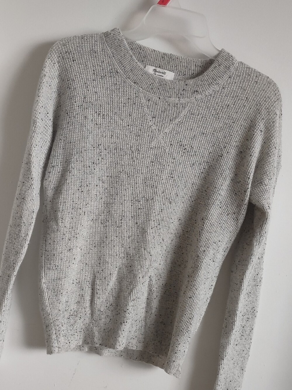 Madewell Light Gray Speckled Crewneck Cashmere Sweater